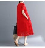 Women Vintage Ladies Lace Boho Summer Long Dress