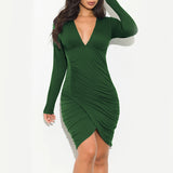 Solid Pleated Criss Cross Sexy Fashion Dresses
