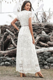 Women Fashion Solid Color White V Neck Dress Summer Dresses