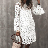 Solid Lace Hallow Out Fashion Elegant Two Piece