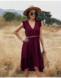 Hollow Out Ruffle Pink Lace Slim Elegant Dresses