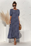 Polka Dot Print Long Dress Lady Elegant Casual Plaid Loose Party Maxi Dress