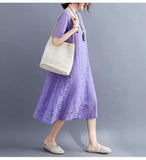 Women Vintage Ladies Lace Boho Summer Long Dress