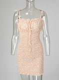 Casual Mini Floral Print Spaghetti Strap Shirring Design Dress