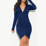 Solid Pleated Criss Cross Sexy Fashion Dresses