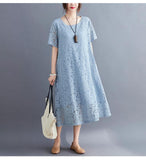 Women Vintage Ladies Lace Boho Summer Long Dress