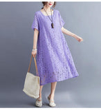 Women Vintage Ladies Lace Boho Summer Long Dress