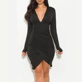 Solid Pleated Criss Cross Sexy Fashion Dresses