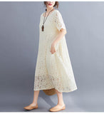 Women Vintage Ladies Lace Boho Summer Long Dress