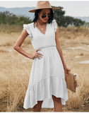 Hollow Out Ruffle Pink Lace Slim Elegant Dresses