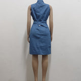 Sexy Sleeveless Zipper Front Mini Bodycon Dress