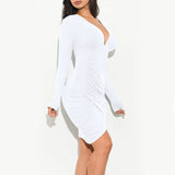 Solid Pleated Criss Cross Sexy Fashion Dresses
