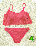  Simple Solid Color Bikini Set Sexy Low Waist Beach Swimwear