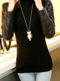 Embedded Crystal Fox Long Necklace 