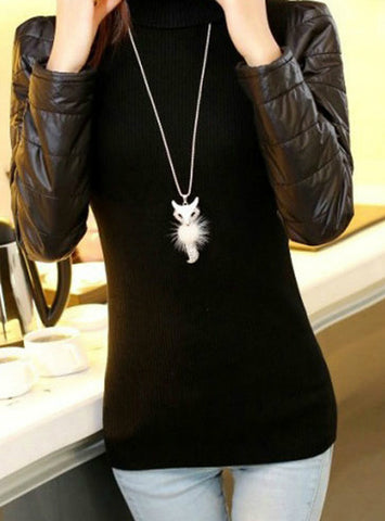 Embedded Crystal Fox Long Necklace 