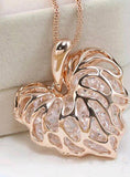 of gold silver heart-shaped crystal rhinestone pendant necklace
