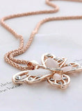Rose Gold Acrylic Crystal 4CM Big Butterfly Pendant Necklace 