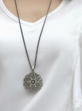 Fashion major circular hollow flower long necklace sweater chain 