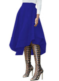 Royal Blue Elegant Vintage High Waist Mid-Calf Skirt