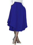 Royal Blue Elegant Vintage High Waist Mid-Calf Skirt