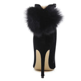 Fashion Ankle Boots Flock Faux Fur High Heels Wedding Shoes