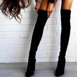 fashionable women girls ladies over the knee heel boots winter high quality short dress casual elegant shoes