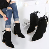 Cheap Ankle Boots Bandage Thick High-heeled Shoes For Ladies Martin Boots 