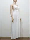 White Slim V-Neck Backless Sexy Dress 