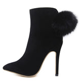 Fashion Ankle Boots Flock Faux Fur High Heels Wedding Shoes