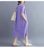 Women Vintage Ladies Lace Boho Summer Long Dress