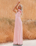 Fashion Women Deep V-neck Lace Hollow Out Bohemian Maxi Dress