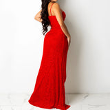 Sexy Spaghetti Strap Rhinestone Mesh Sequined Maxi Dress