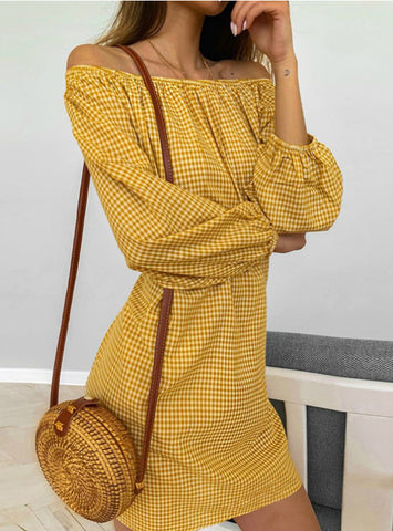 Women Full Sleeve Straight Casual Plaid Dresses