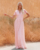 Fashion Women Deep V-neck Lace Hollow Out Bohemian Maxi Dress