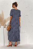 Polka Dot Print Long Dress Lady Elegant Casual Plaid Loose Party Maxi Dress
