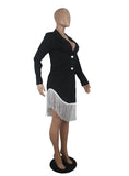 Black Sexy Deep V Neck Women Dress