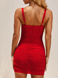 Woman Solid Mesh Bandeau Backless Sexy Party Dress