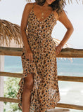 Women Sleeveless V Neck Ruffled Summer Dress