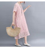 Women Vintage Ladies Lace Boho Summer Long Dress