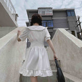 Back Harajuku Ruffles Short Sleeve  Dark Punk Gothic Dress