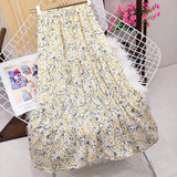 Fashion Tiny Floral Ruffles Wrap Midi Skirt