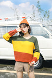 Fashion Color Block Striped Sweater