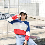 Fashion Color Block Striped Sweater