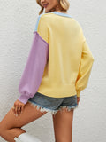 autumn and winter new pullover sweater round neck loose contrast sweater women