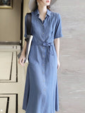 Timeless Allure Denim Shirt Maxi Dress With Belt