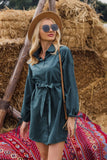 sexy deep V-neck flared sleeve satin dress