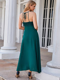 Green Halter Lace Chiffon Beach Dress