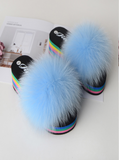 blue high-heeled summer ladies fashion new plush slippers