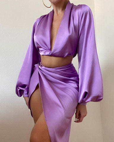 Sexy Ladies Deep V-neck Plunge Ruched Tight Waist Party Dress