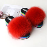 red high-heeled summer ladies fashion new plush slippers